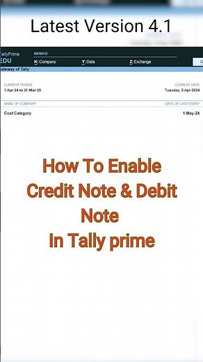How to Enable Credit Note and Debit Note in Tally Prime #tallyprime #tally_prime_with_gst #tally