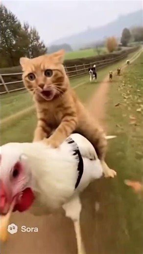 The Dog Chasing The cat And Cat Run On The Hen Unexpected #aianimation #aicats #animationchannel