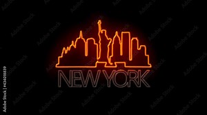 NEW YORK. Animation neon lights backgrounds.