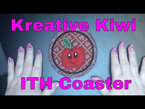 Kreative Kiwi Machine Embroidery: Apple Coaster ITH In the Hoop design