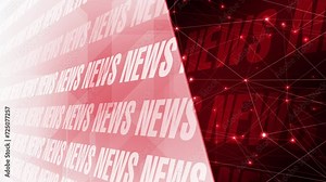 Red background highlights news inscription with world news headline news breaking news, and current affair, forming backdrop for broadcast and reportage