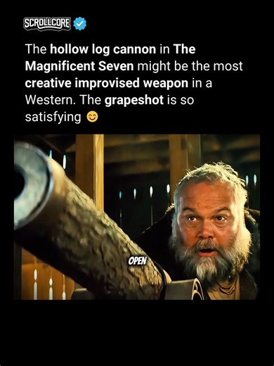 In The Magnificent Seven (2016), they built a cannon out of a log. The Battle of Rose Creek features one of the most creative improvised weapons in Western movie history, a hollow log turned into a grapeshot cannon. The Magnificent Seven (2016) Directed by Antoine Fuqua Starring Denzel Washington, Chris Pratt, Ethan Hawke, Vincent D'Onofrio #TheMagnificentSeven #DenzelWashington #ChrisPratt #AntoineFuqua #Western #ActionMovie #MovieFacts #FilmFacts #Shorts