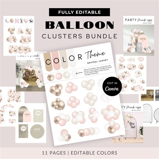 BALLOON MOCKUP Cluster Bundle | Editable Colors | Event Décor | Canva Template | for Artists & Event Planners - Etsy Australia