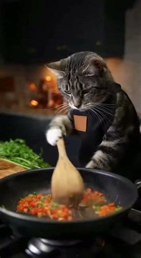 This Cat Thinks Before It Cooks…