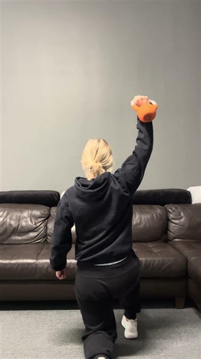 Half kneeling kettlebell shoulder press with external rotation (use block under knee)