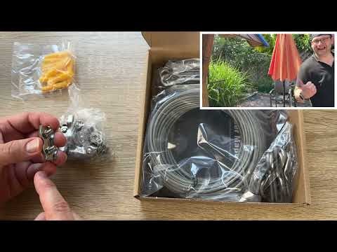 String Light Hanging Kit, CGBOOM 1/8" Stainless Steel Cable Wire, 98ft Unboxing and instructions