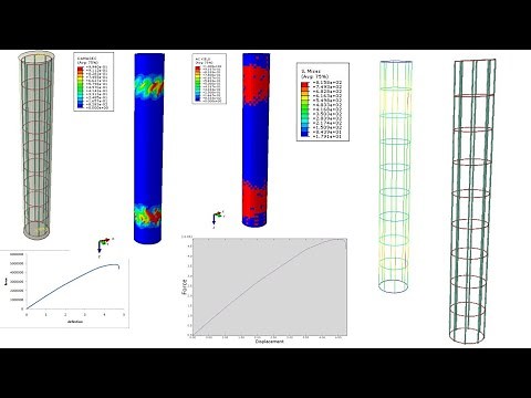 Circular RC column analysis using compressive and tensile damage|force/deflection curve | abaqus