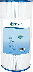 Tier1 Replacement for Hayward Pool Filter Cartridge CX1250RE | Compatible with Pleatco PA125, Unicel C-9499, Filbur FC-1299 | 19-5/8" x 9-1/4" | Trilobal Fabric | Washable High Flow Pool Cartridge