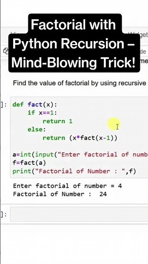Factorial of Numbers using Recursion in Python! #python #ai