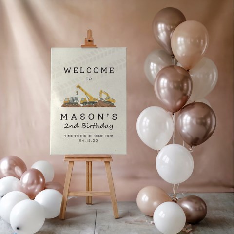Construction Birthday Welcome Sign, Editable Truck Party Sign, Under Construction Party Decor, 2nd Birthday Boy Canva Sign - Etsy