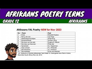 IMPORTANT Afrikaans Poetry Terminology (Grade 12 Afrikaans)