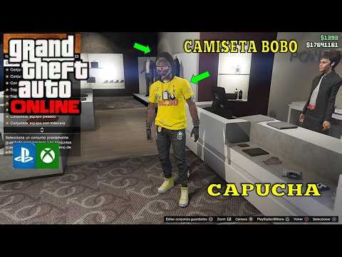 CONJUNTO MODEADO CON CAPUCHA Y CAMISETA EXCLUSIVA BOBO EN AMARILLO GTA V ONLINE PS4/5XBOX/ONE/X/PC