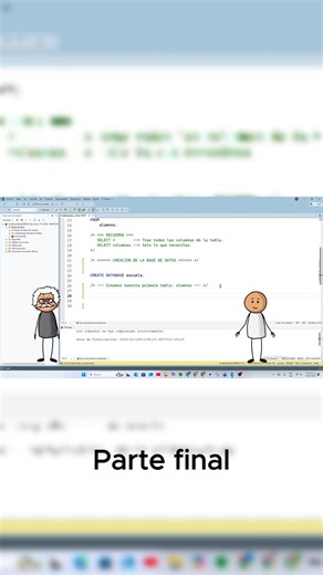 Machine Lerni on Instagram: "Cerramos la parte final del capítulo: estructura de consultas SQL y creación de la base y tabla Alumnos. Todo listo para pasar al siguiente nivel: insertar datos reales. Humor + aprendizaje = SQL desde cero 🚀 #SQL #CursoSQL #DataBase #Data #MundoDeDatos #MachineLerni"