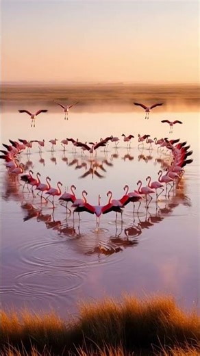 Real Flamingos Create a Heart Shape! 🦩✨ | Nature’s Magic #shorts #flamingo #birds #wildlife