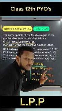 Linear Programming🔥|LPP| CBSE Class 12th| PYQ's|MCQ's| #cbse #maths #yt #ytshorts #ytviral #ytfeeds