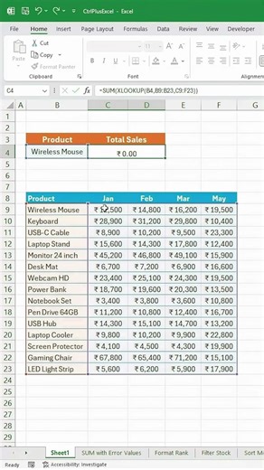 Auto Total Sales Formula in Excel 🔥