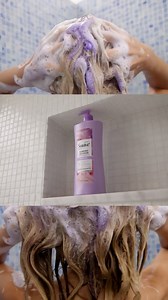Healthier, brighter blonde with our Bonding Infusion Purple Shampoo & Mask. One wash is all it takes! | Suave