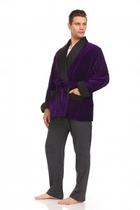 Mens Velvet Smoking Jacket Purple Shell / Black Collar - Etsy