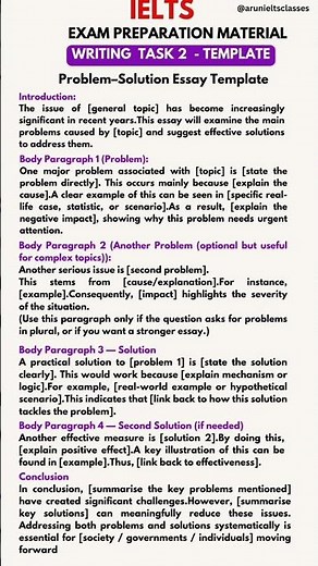 IELTS Writing task 2 template | Template for problem solution type #shorts