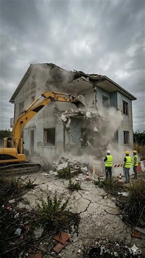 Excavator vs Abandoned House Epic Destruction Timelapse