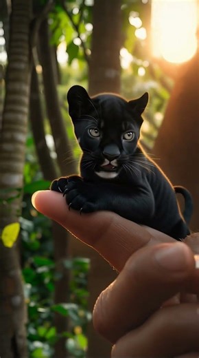 A SMALL PANTHER LICKED A MAN'S FINGER😱😱😱