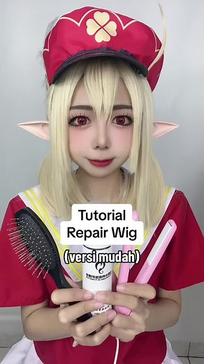 Tutorial repair wig #wig #cosplay #klee #genshinimpact #wigcosplay