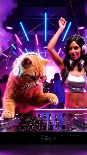 Super DJ Cat Takes Over the Party! 🔥🎧 Cute Cat Mixing Beats Like a Pro