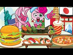 Poppy Playtime: Chapter 2 - Mommy Long Legs Eating Food Around The World Mukbang Animation | ASMR