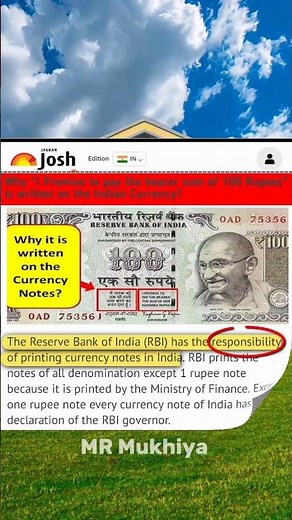 Real Meaning of the Line Written on Indian Note! #shorts