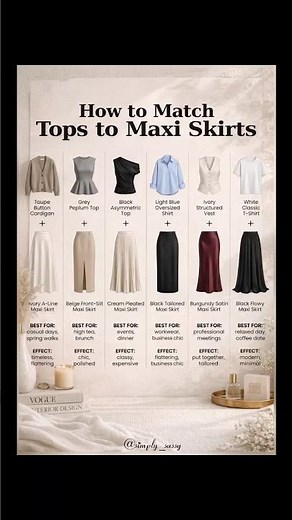 How to match tops to maxi skirts🔥 #fashion #ootdguide #fashioninspiration #dressootd #outfitideas