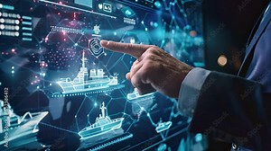 New generation water warship State-of-the-art wireless technology Modern global cyberspace network Innovative technology and ideas