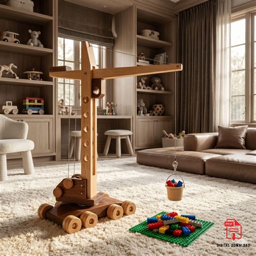 Wooden Crane Toy PDF Plan, DIY Montessori Kids Furniture, Educational STEM Toy, Handmade Wood Playroom Project Digital Download - Etsy