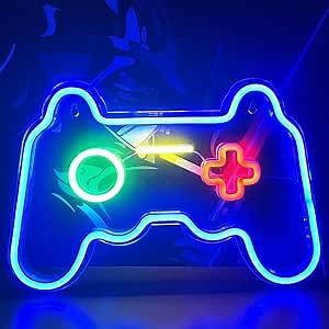 Neon Signs for Wall Decor, Neon Lights for Teen Room Decor, Gamer Stuff for Cool Bedroom, Video Game Controller Led Sign Light up Men Boys Kids Gaming Zone, Gifts for Birthday Easter Xmas