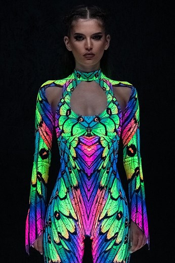 Butterfly Costume, Fairy Costume, Neon Halloween Costume for Women, Elf Costume, Festival Cut Out Costume, Glow in the Dark Rave Costume - Etsy