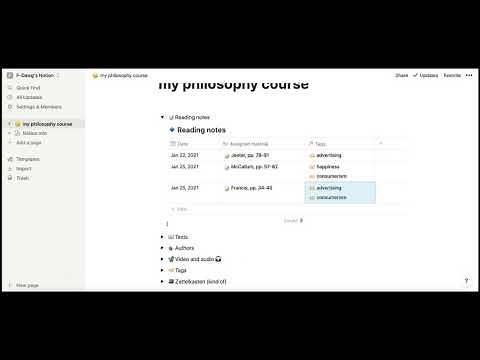 Creating and using tags in Notion ("master tag database")
