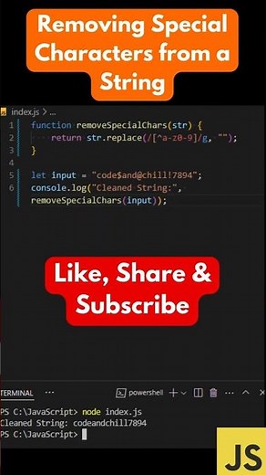 #16: Remove Special Characters from a String (JavaScript) ✂️