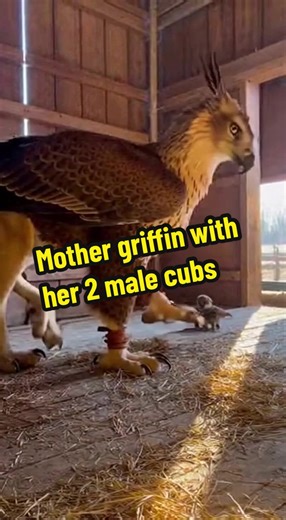 Did you know only female griffins have wings. Male griffins are wingless. Here you’ll see a mother griffin with her 2 male cubs #gryphon #fantasy #mythology #legend #foryoupage