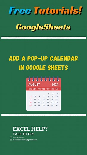 83K views · 859 reactions | Want to easily add a calendar to your Google Sheets? Learn how to set it up with Data Validation, customize the date format, and make your sheet more interactive. Perfect for tracking dates! Follow for more Google Sheets tips. #Excel #GoogleSheets #exceltips #exceltutorial #exceltraining #msexceltips #freelancing #freelancer | Marcus Andreno | Facebook