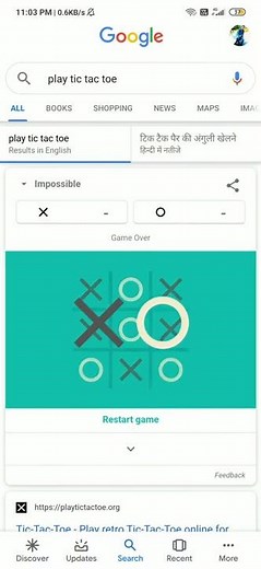 Impossible Tic tac toe winning by google😁😁||Defeating Google in Tic Tac toe in impossible version