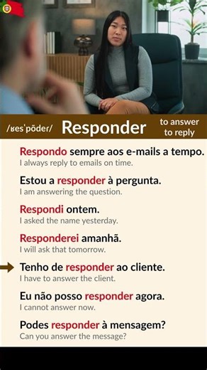Portuguese Verb Practice | Responder (to reply / answer) | Reply & Answer with Responder