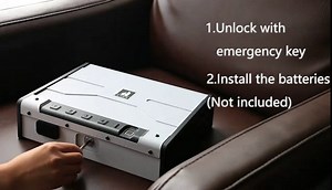 Biometric Gun Safe for 2 Pistols, Quick Access Fingerprint Gun Box with 16 PCS Gun Cleaning Kit, Portable Car Gun Safe with Auto Open Lid LED Light, Mute Home Handgun Safe for Nightstand Drawer Wall