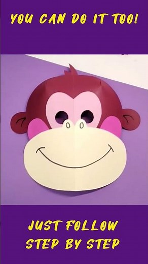 🐵 How to Make a Monkey Mask from Colored Paper | Easy DIY Kids Craft 🎭✨