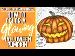 HOW TO COLOR A GLOWING HALLOWEEN PUMPKIN | Adult Coloring Tutorial