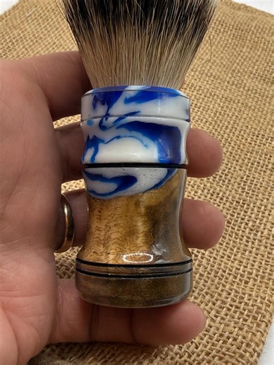Handmade Silvertip Badger Shave Brush – Curly Walnut & Blue Resin - Etsy