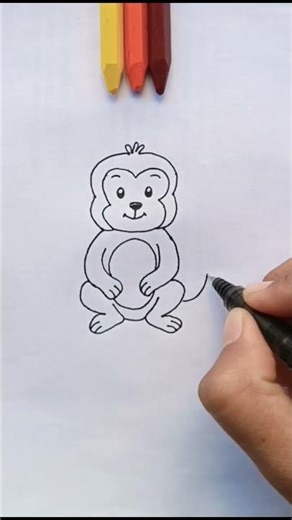 how to draw step by step cute monkey #art #easydrawing #Shorts | easy monkey drawing