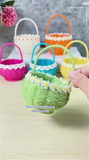 Beautiful decor basket ready at home 🏠#easy #unique #crafttutorials