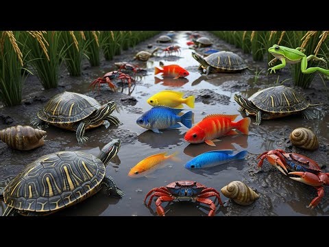 Nature’s Hidden Treasures in Mud | Colorful Frogs, Turtles & Fish