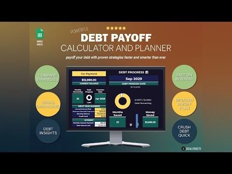 Powerful Debt Payoff Calculator & Tracker Spreadsheet Planner for Google Sheets