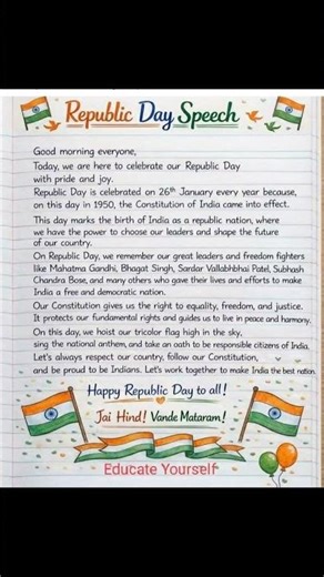 REPUBLIC DAY SPEECH.. English #