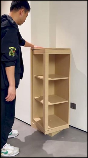 Rotating Corner Cabinet Hidden Storage That Disappears Behind a Flush Panel #homedecor
